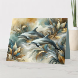 Dolphins Golden Botanical Dreamscape Kaart