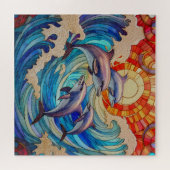 Dolphins jumping in waves puzzle (Horizontal)