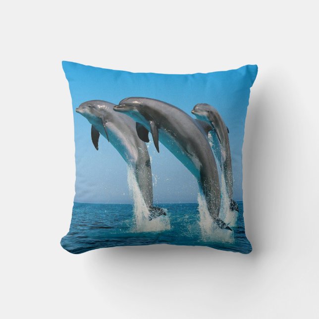 DOLPHINS JUMPING UIT DE WATERPILLOW CUSHION KUSSEN (Voorkant)