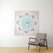 Dolphins Mandala Blue Taupe Coastal Wandkleed (In situ)