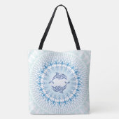 Dolphins Mandala Blue White Maritime Draagtas (Achterkant)