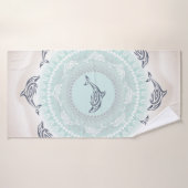 Dolphins Mandala Pale Blue Taupe (Serviette de bain)