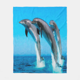 Dolphins Nautical Ocean Fleece Blanket Deken