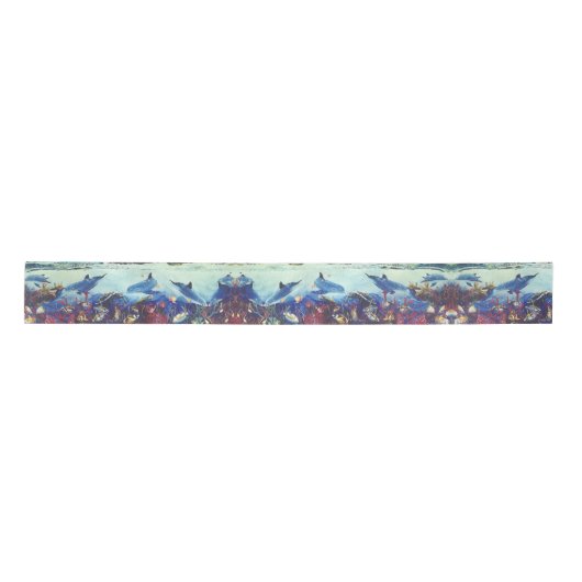 Dolphins Ocean Fish Waves Zee Wildlife Ribbon Lint (Voorkant)
