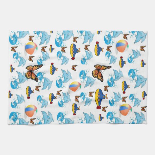 Dolphins Papillon Cuisine Serviette main (Horizontal)