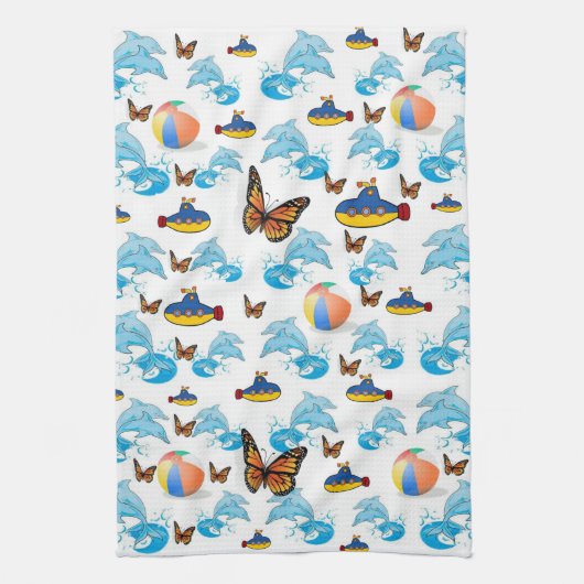 Dolphins Papillon Cuisine Serviette main (Vertical)