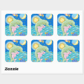 Dolphins Play Vierkante Sticker (Vel)