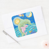 Dolphins Play Vierkante Sticker (Envelop)