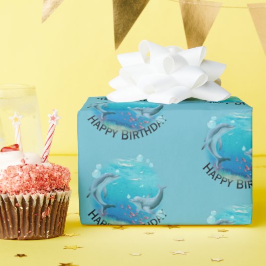 Dolphins World Birthday Cadeaupapier (Verjaardagsfeest)