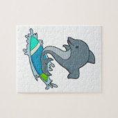 Dolpin als Surfer met Surfboard Legpuzzel (Horizontaal)