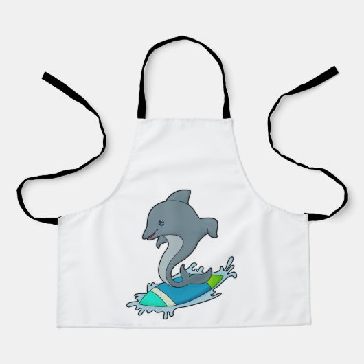 Dolpin als Surfer met Surfboard Schort (Voorkant)