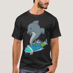 Dolpin als Surfer met Surfboard T-shirt