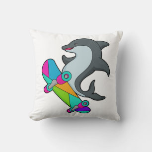 Dolpin as Skater with Skateboard Kussen