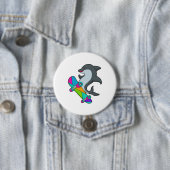 Dolpin as Skater with Skateboard Ronde Button 7,6 Cm (In situ)