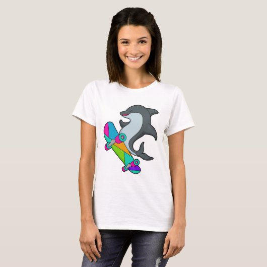 Dolpin as Skater with Skateboard T-shirt (Voorkant volledig)