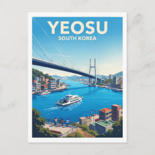 Dolsan-brug en Yeosu-haven Zuid-Korea Reizen Briefkaart