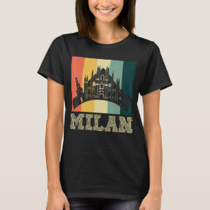 Dom de Milan van Italië in Milaan in retro skyline T-shirt