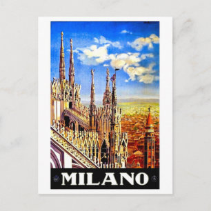 Dom van Milaan, Italië, landschap, vintage reis Briefkaart
