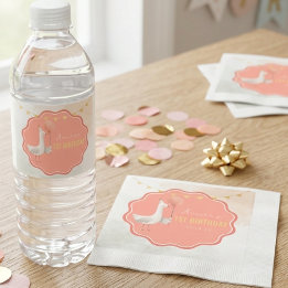 Dome Gans Eerste Verjaardag Waterfles Label Servet