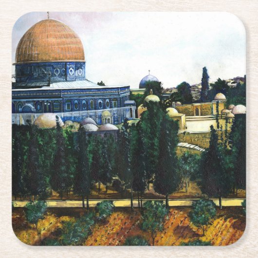 Dome of the Rock, Jerusalem Vierkante Kartonnen Onderzetter (Voorkant)