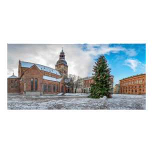 Dome-plein met kerstboom in Riga Foto Afdruk