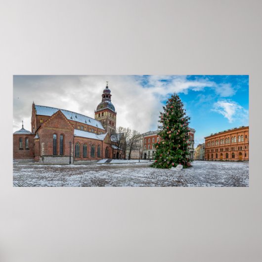 Dome-plein met kerstboom in Riga Poster (Voorkant)