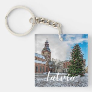 Dome-plein met kerstboom in Riga Sleutelhanger