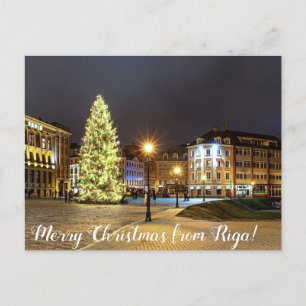 Dome Square met kerstboom in Riga Briefkaart