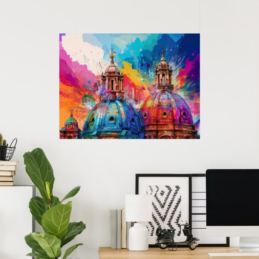Dômes de la cathédrale de Rome - Impression d'art  (Bureau à domicile)