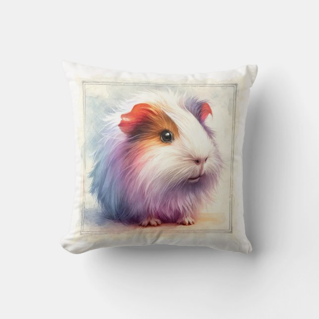 Domestic Guinea Pig AREF401 - Watercolor Kussen (Voorkant)