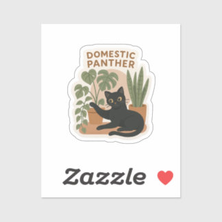 Domestic Panther-Sticker | Zwarte kat met huis Sticker