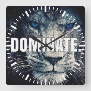 Dominaat - Lion Motivatie Vierkante Klok