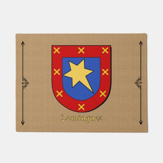 Dominguez Historisch schild op Burlap Pattern Deurmat (Voorkant)