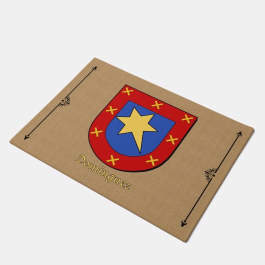 Dominguez Historisch schild op Burlap Pattern Deurmat (Schuin)