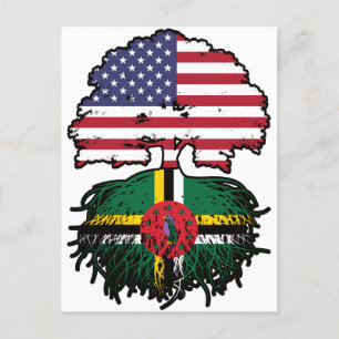 Dominica Dominican American USA Tree Roots Flag Briefkaart