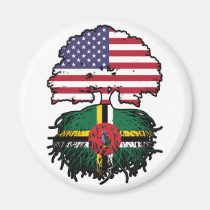 Dominica Dominican American USA Tree Roots Flag Magneet