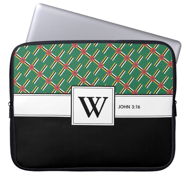DOMINICA FLAG Christelijk Scripts Laptop Monogram Laptop Sleeve (Voorkant)