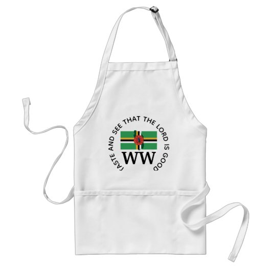 DOMINICA Flag Map MONOGRAM Gepersonaliseerd script Standaard Schort (Voorkant)