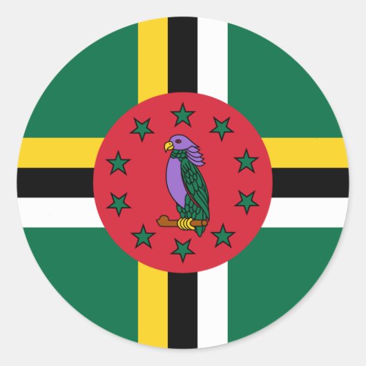 Dominica Flag Ronde Sticker (Voorkant)