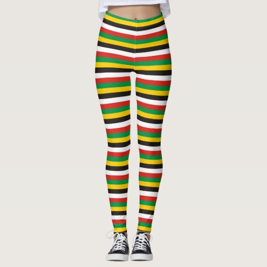Dominica guyana flag stripes country line pattern leggings (Voorkant)