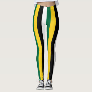 Dominica National Flag Colors Verticaal gestreept Leggings