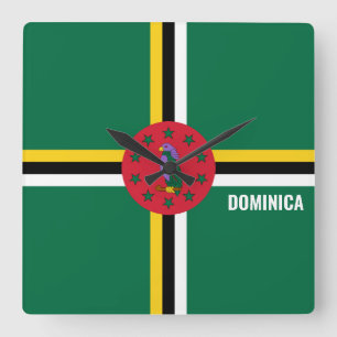Dominica National Flag Patriotic Vierkante Klok