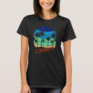 Dominica Retro Sunset Beach Design T-shirt