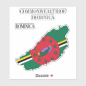 Dominica Vlag Charmante Patriottische Kaart Sticker (Vel)