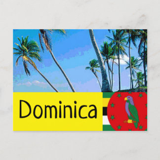 Dominica-vlag met tropische palmbomen briefkaart