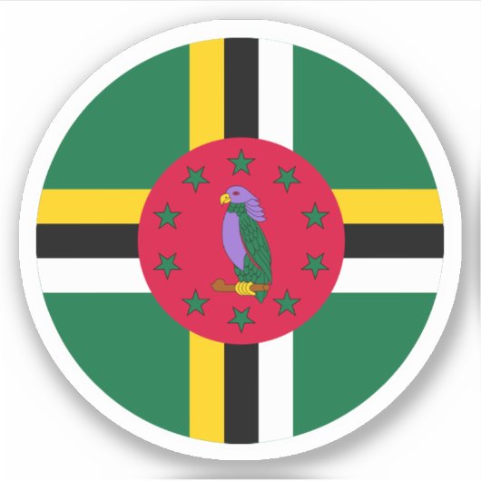 Dominica Vlag Ronde Sticker (Voorkant)