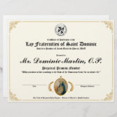Dominicaans certificaat leggen (Voorkant / Achterkant)