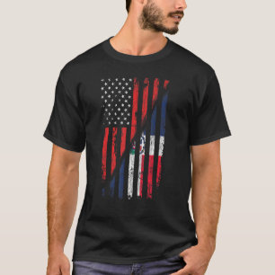 Dominicaanse Amerikaanse vlag Retro Style VS Domin T-shirt