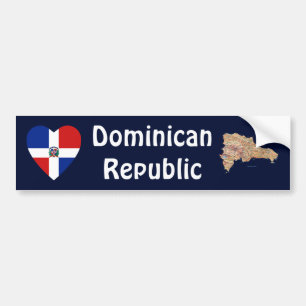 Dominicaanse Rep. Flag Heart + Map Bumpersticker