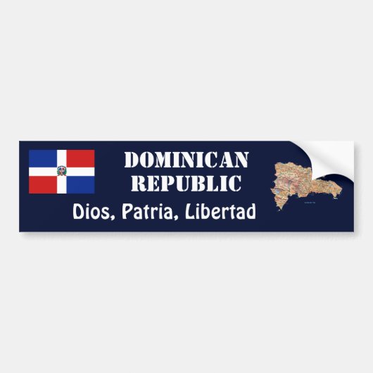 Dominicaanse Rep. Flag + Map Bumpersticker (Voorkant)